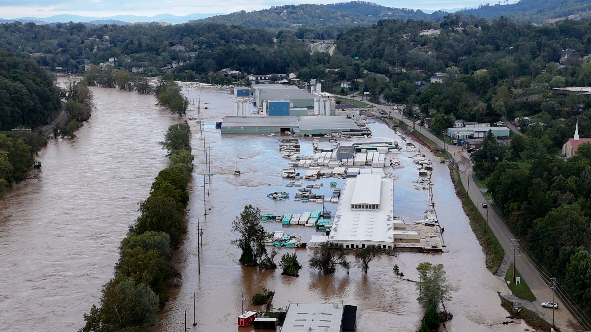 Asheville flooding from Hurricane Helene, western North Carolina 2024